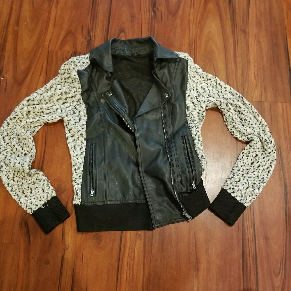 Guess tweed leather jacket